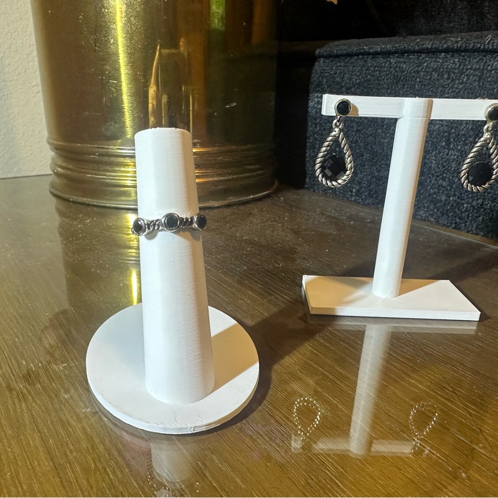 Silver Ring and Twisted Hoop Earrings